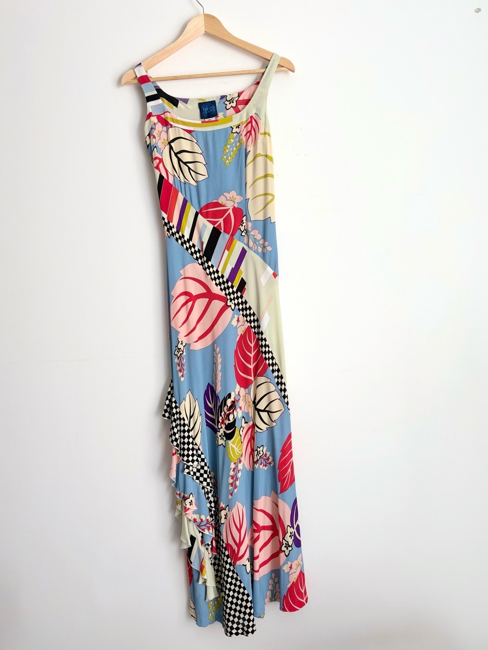 Vintage Y2K Kenzo Jeans Floral Ruffle Maxi Dress 40